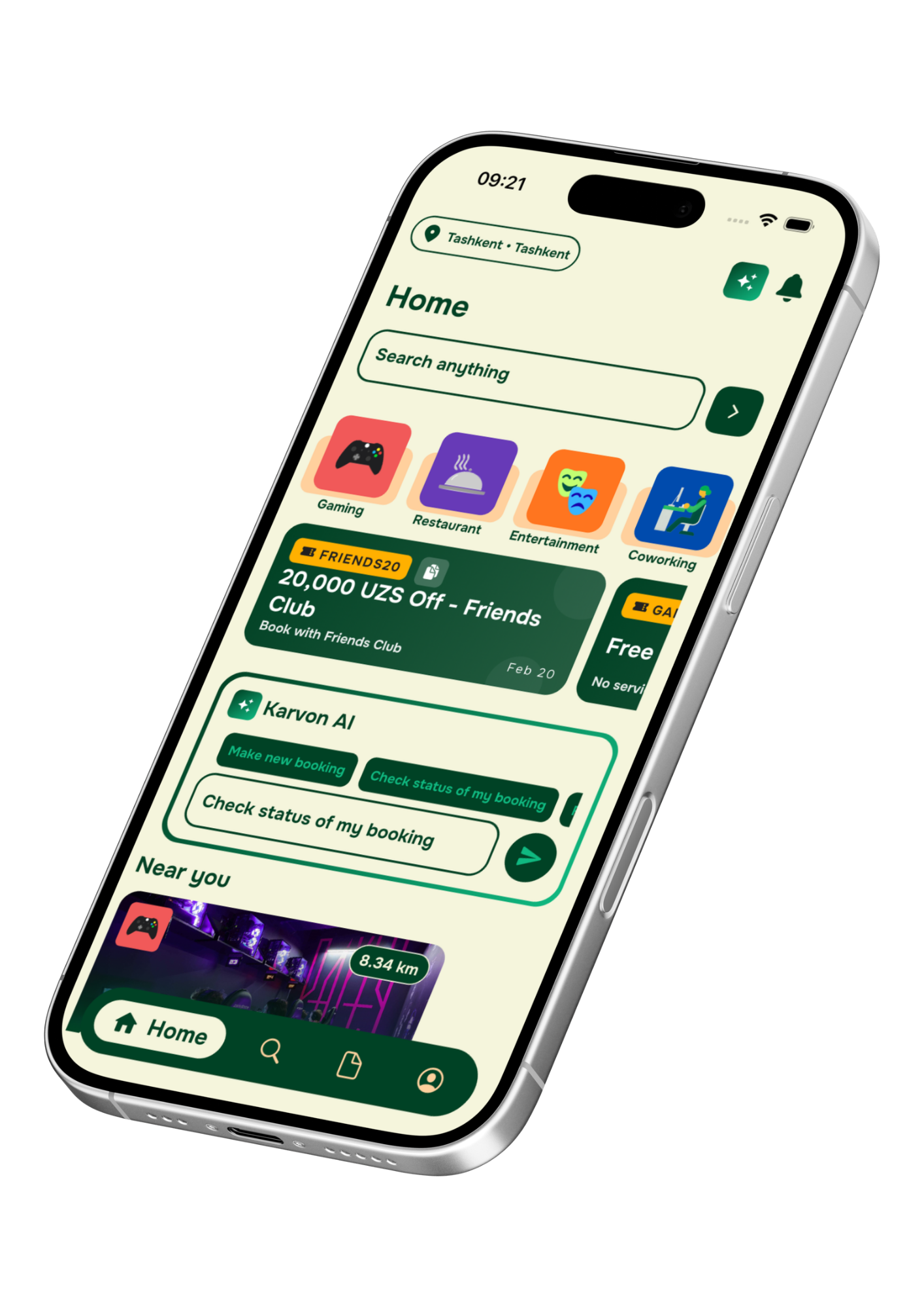 Karvon App - Home Screen